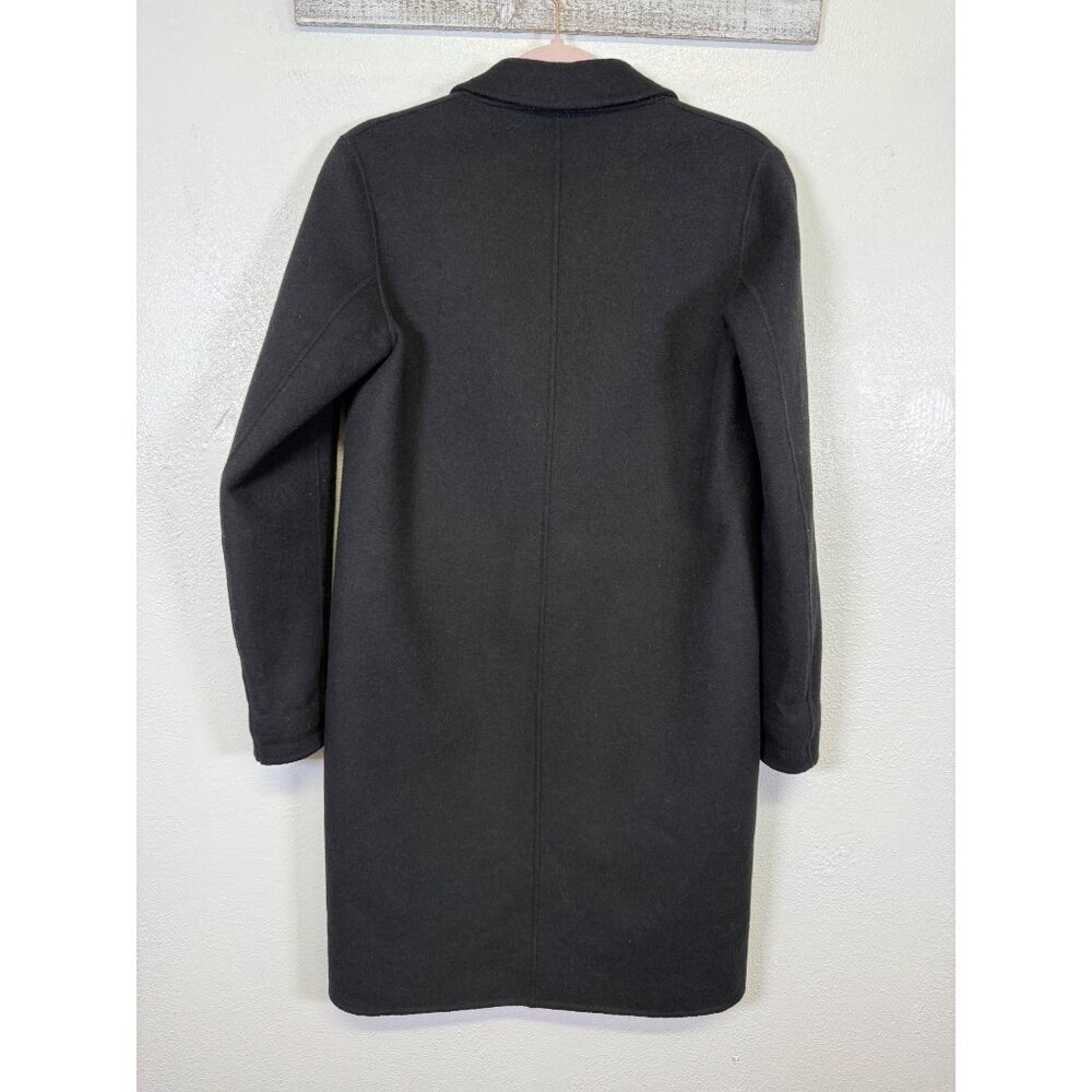 Zara Basic Womens Black Coat XS Longline Wool Blend Outerwear Pockets Button - Picture 14 of 15